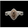 Image 1 : 0.77ctw Brown Diamond Ring - 14KT Two-Tone Gold