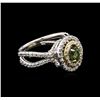 Image 2 : 0.75ct Demantoid Garnet and Diamond Ring - 14KT White Gold