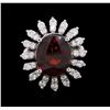 Image 1 : 14KT White Gold 5.66ct Garnet and Diamond Ring