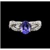 Image 1 : 1.45ct Tanzanite and Diamond Ring - Platinum