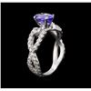 Image 3 : 1.45ct Tanzanite and Diamond Ring - Platinum