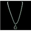 Image 2 : 14KT White Gold 30.81ctw Emerald and Diamond Necklace