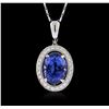Image 1 : 18KT White Gold 7.20ct Tanzanite and Diamond Pendant With Chain