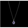 Image 2 : 18KT White Gold 7.20ct Tanzanite and Diamond Pendant With Chain