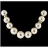 Image 2 : 14KT Yellow Gold Cultured Pearl and Diamond Necklace
