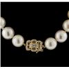 Image 3 : 14KT Yellow Gold Cultured Pearl and Diamond Necklace