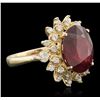 Image 2 : 14KT Yellow Gold 7.92ct Ruby and Diamond Ring
