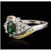 Image 2 : 14KT White Gold 0.30ct Tsavorite, Yellow Sapphire and Diamond Ring