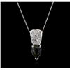 Image 2 : 14KT White Gold 2.12ct Green Tourmaline and Diamond Pendant With Chain