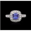 Image 1 : 14KT White Gold 1.23ct Tanzanite and Diamond Ring