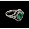 Image 2 : 14KT White Gold 0.97ct Emerald and Diamond Ring
