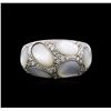 Image 1 : 14KT White Gold Mother of Pearl and Diamond Ring