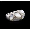 Image 2 : 14KT White Gold Mother of Pearl and Diamond Ring