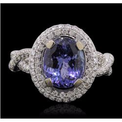 14KT White Gold 3.21ct Tanzanite and Diamond Ring