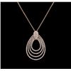 Image 2 : 0.96ctw Diamond Pendant With Chain - 14KT Rose Gold