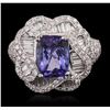 Image 1 : 18KT White Gold 3.35ct Tanzanite and Diamond Ring