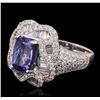 Image 2 : 18KT White Gold 3.35ct Tanzanite and Diamond Ring
