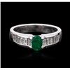 Image 1 : 14KT White Gold 0.43ct Emerald and Diamond Ring