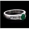 Image 2 : 14KT White Gold 0.43ct Emerald and Diamond Ring