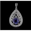 Image 1 : 14KT White Gold 1.88ct Tanzanite and Diamond Pendant With Chain