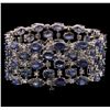 Image 2 : 62.40ctw Blue Sapphire and Diamond Bracelet - 14KT White Gold