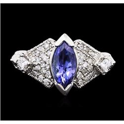 14KT White Gold 1.04ct Tanzanite and Diamond Ring