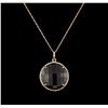 Image 2 : 15.00ct Smokey Quartz and Diamond Pendant With Chain - 14KT Rose Gold