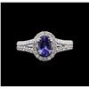 Image 1 : 0.90ct Tanzanite and Diamond Ring - 18KT White Gold