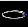 Image 2 : 14KT White Gold 3.21ct Tanzanite and Diamond Bangle Bracelet