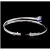 Image 4 : 14KT White Gold 3.21ct Tanzanite and Diamond Bangle Bracelet