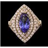 Image 1 : 14KT Yellow Gold 2.45ct Tanzanite and Diamond Ring