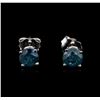 Image 1 : 14KT White Gold 1.29ctw Fancy Blue Diamond Stud Earrings
