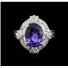 Image 1 : 4.22ct Tanzanite and Diamond Ring - 14KT White Gold