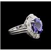 Image 2 : 4.22ct Tanzanite and Diamond Ring - 14KT White Gold