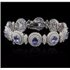 Image 1 : 14KT White Gold 11.11ctw Tanzanite and Diamond Bracelet