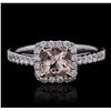 Image 1 : 14KT White Gold 0.90ct Morganite and Diamond Ring