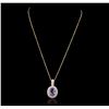 Image 1 : 14KT Yellow Gold 4.20ct Tanzanite and Diamond Pendant With Chain