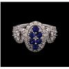 Image 1 : 0.80ctw Sapphire and Diamond Ring - 14KT White Gold