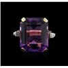 Image 1 : 14KT Yellow Gold 20.59ct Amethyst and Diamond Ring
