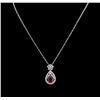 Image 1 : 4.85ct Ruby and Diamond Pendant With Chain - 14KT White Gold