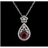 Image 2 : 4.85ct Ruby and Diamond Pendant With Chain - 14KT White Gold