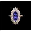 Image 1 : 3.11ct Tanzanite and Diamond Ring - 14KT Rose Gold