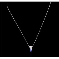 14KT White Gold 0.92ct Tanzanite and Diamond Pendant With Chain