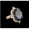 Image 2 : 14KT Yellow Gold 17.39ct Topaz and Diamond Ring