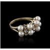 Image 2 : 14KT Yellow Gold Pearl and Diamond Ring