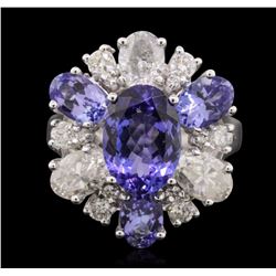 14KT White Gold 3.58ct Tanzanite and Diamond Ring