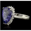 Image 2 : 14KT White Gold 9.35ct GIA Certified Tanzanite and Diamond Ring