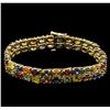 Image 1 : 26.50ctw Multi Color Sapphire Bracelet - 14KT Yellow Gold
