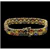 Image 2 : 26.50ctw Multi Color Sapphire Bracelet - 14KT Yellow Gold