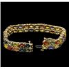 Image 3 : 26.50ctw Multi Color Sapphire Bracelet - 14KT Yellow Gold